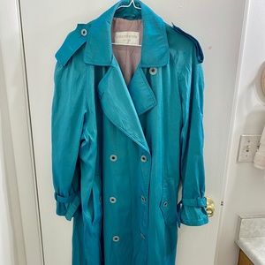 Beautiful teal colored trench coat